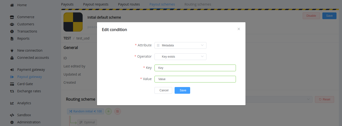 Payout Gateway routing by Metadata