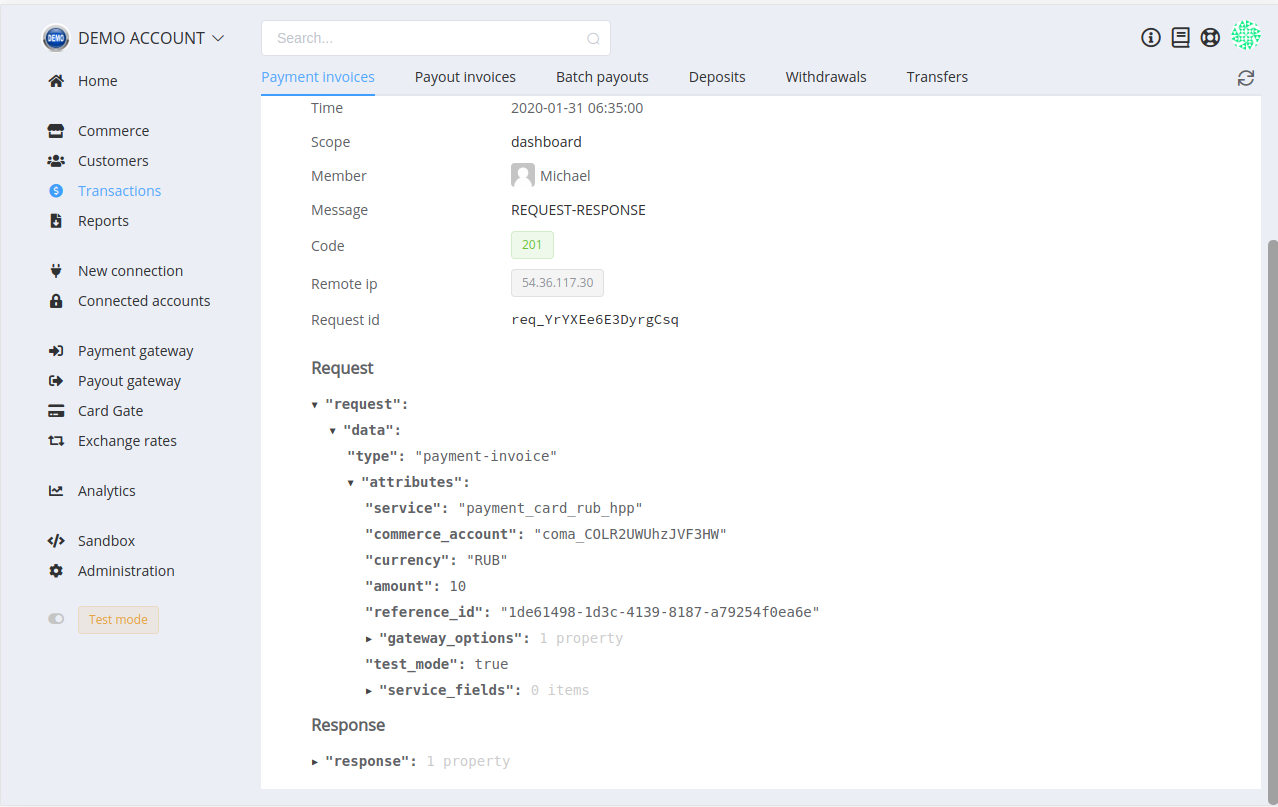 Logs Response View