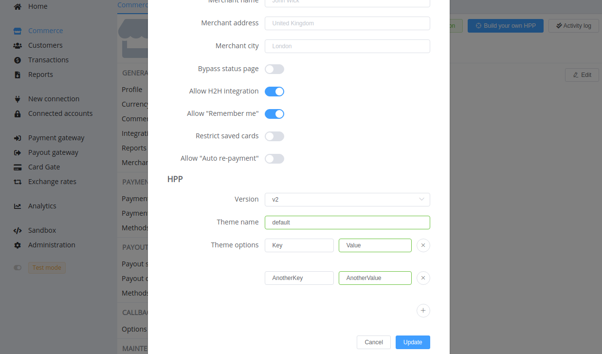 Card Gate Commerce Settings