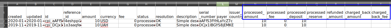 Payment export example