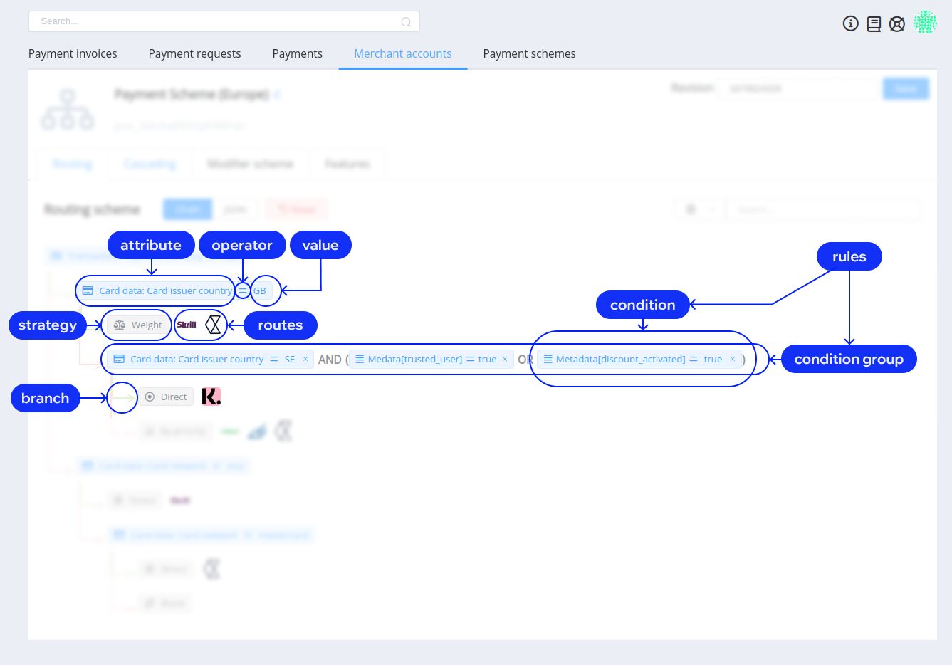 payment routing scheme components